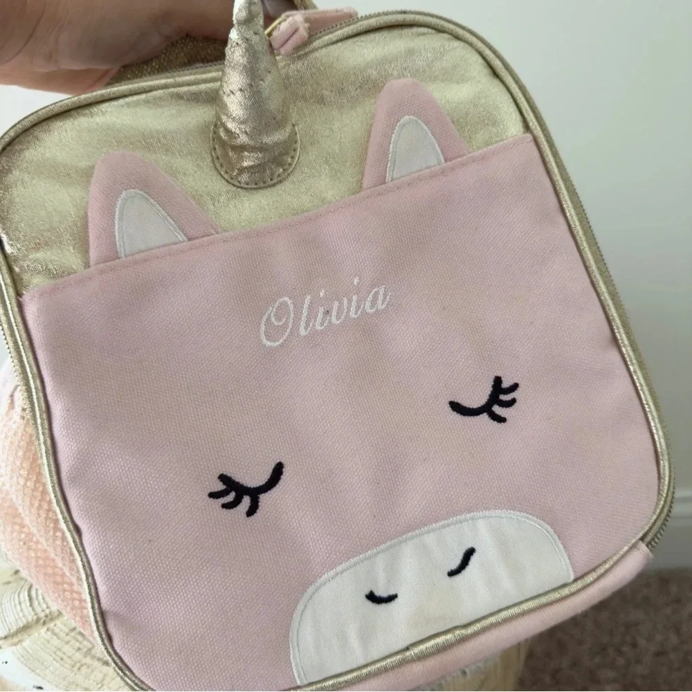Pottery Barn Kids Emily & Meritt Blush Unicorn “OLIVIA” Lunch Box
